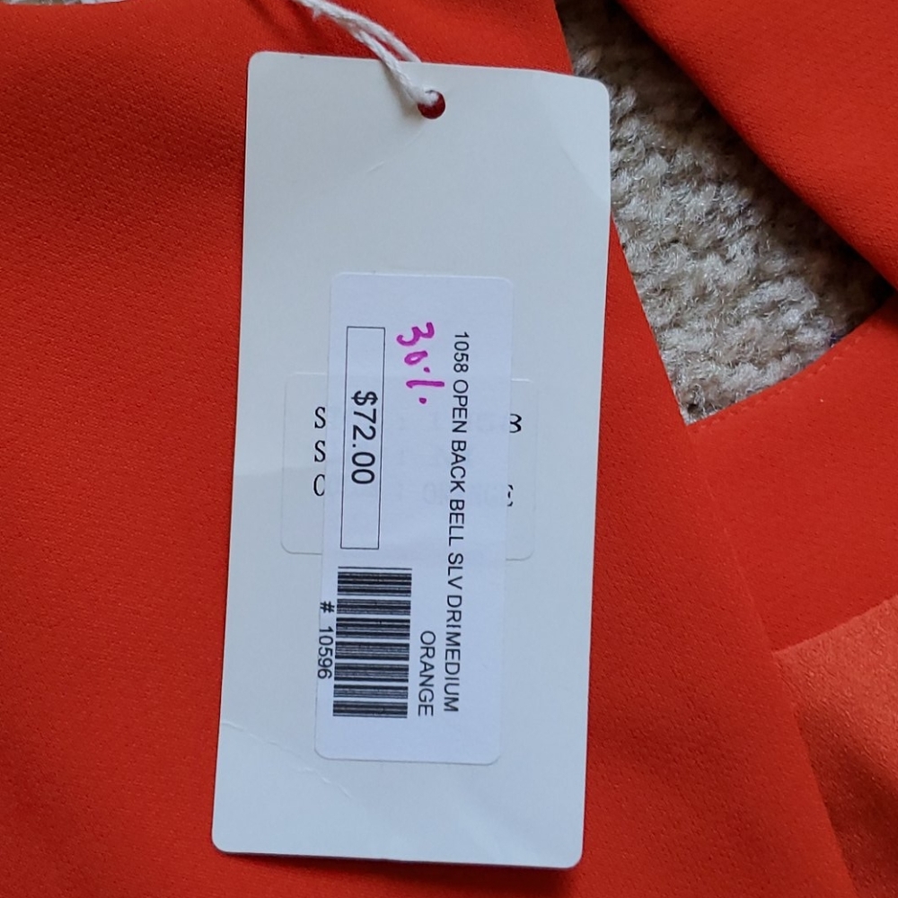 Red Orange Butterfly Sleeve Dress - Picture 5 of 6